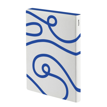 Preview: Nuuna, Notizbuch,Flex-Cover aus recyceltem Leder Seiten Punktraster,schwarz,blau,weiss, bedruckt  A LINE IS A DOT, Rückseite